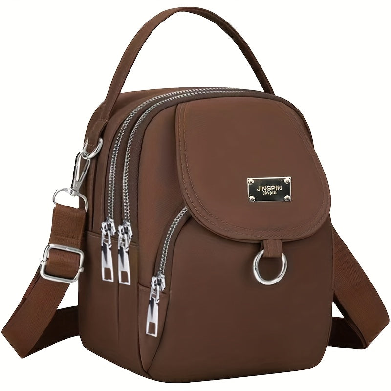 Lingzi Kangaroo Unisex Square Crossbody Bag - Adjustable Strap, Golden-Tone Hardware & Kangaroo Logo, Navy/Red/Black Casual Handbag for Men & Women, Compact Shoulder Purse for Phone, Wallet, Keys (Zipper Direction Varies)