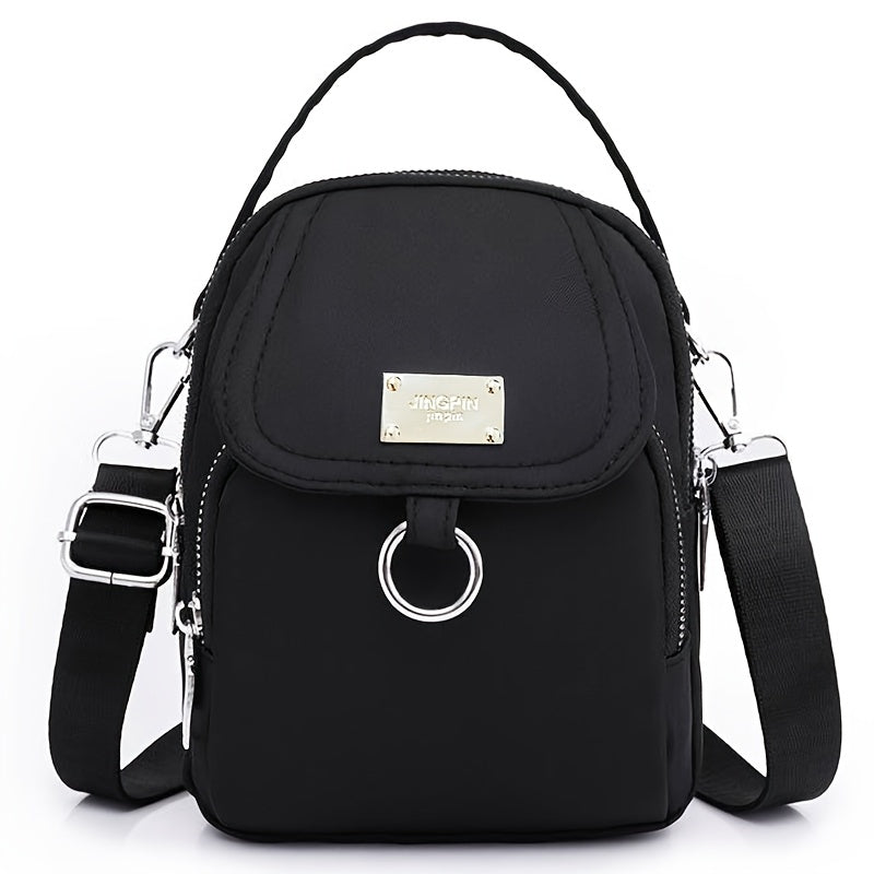 Lingzi Kangaroo Unisex Square Crossbody Bag - Adjustable Strap, Golden-Tone Hardware & Kangaroo Logo, Navy/Red/Black Casual Handbag for Men & Women, Compact Shoulder Purse for Phone, Wallet, Keys (Zipper Direction Varies)