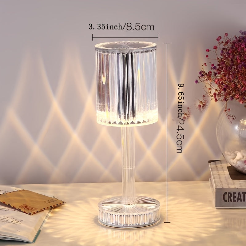 [Touch Control] Elegant Crystal Touch Control Bedside Lamp | Adjustable LED Light | Crystal | Dimmable, USB Charging, Rechargeable | Indoor Decor | Modern | Touch Control