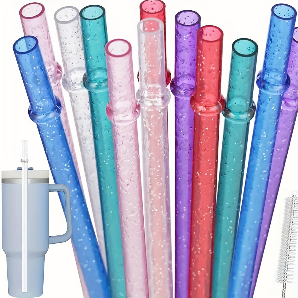[Reusable Straw Kit] 12pcs Reusable Straw Kit - Durable PPSU Replacement Straws for 20oz-40oz Sports Water Bottles | Compatible with Popular Tumblers, Easy to Clean with Included Brush Cleaner, Perfect for Valentine's Day & I
