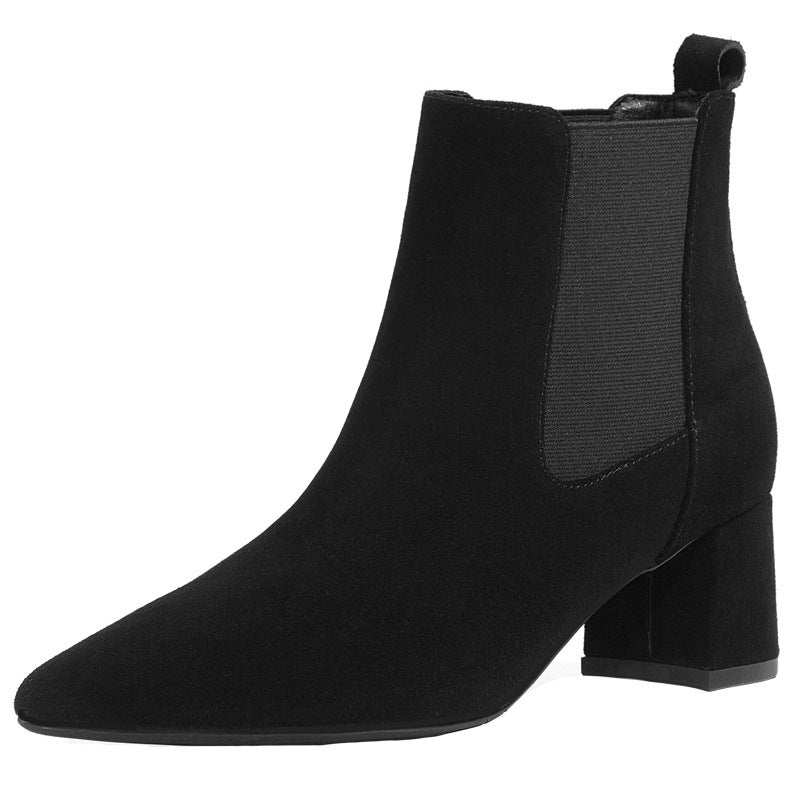 Short Boots Women's Leather Boots Boots Women's Boots Thick Heel Mid-heel Boots