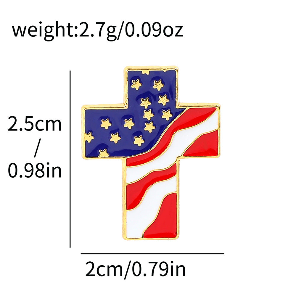 American Flag Series Gold M Badge Independence Day Alloy Brooch