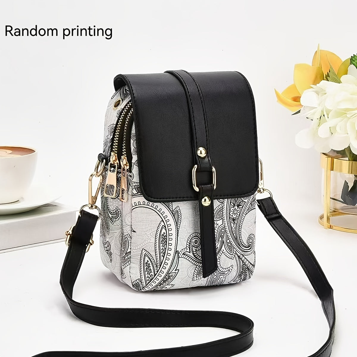 2024 New High-end Light Luxury Print Mini Single Shoulder Crossbody Bag - Small Multi-layer Mobile Phone Bag for Women - Versatile Practical Color