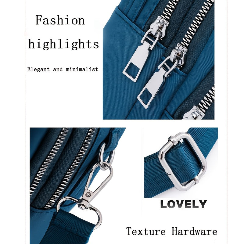 Lingzi Kangaroo Unisex Square Crossbody Bag - Adjustable Strap, Golden-Tone Hardware & Kangaroo Logo, Navy/Red/Black Casual Handbag for Men & Women, Compact Shoulder Purse for Phone, Wallet, Keys (Zipper Direction Varies)