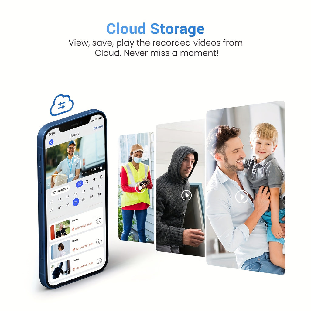 1080P Video Doorbell Camera, Intelligent Body Detection, Cloud Storage, Real-time View, Two-way Audio, Infrared Night Vision, Battery Powered, Monitoring