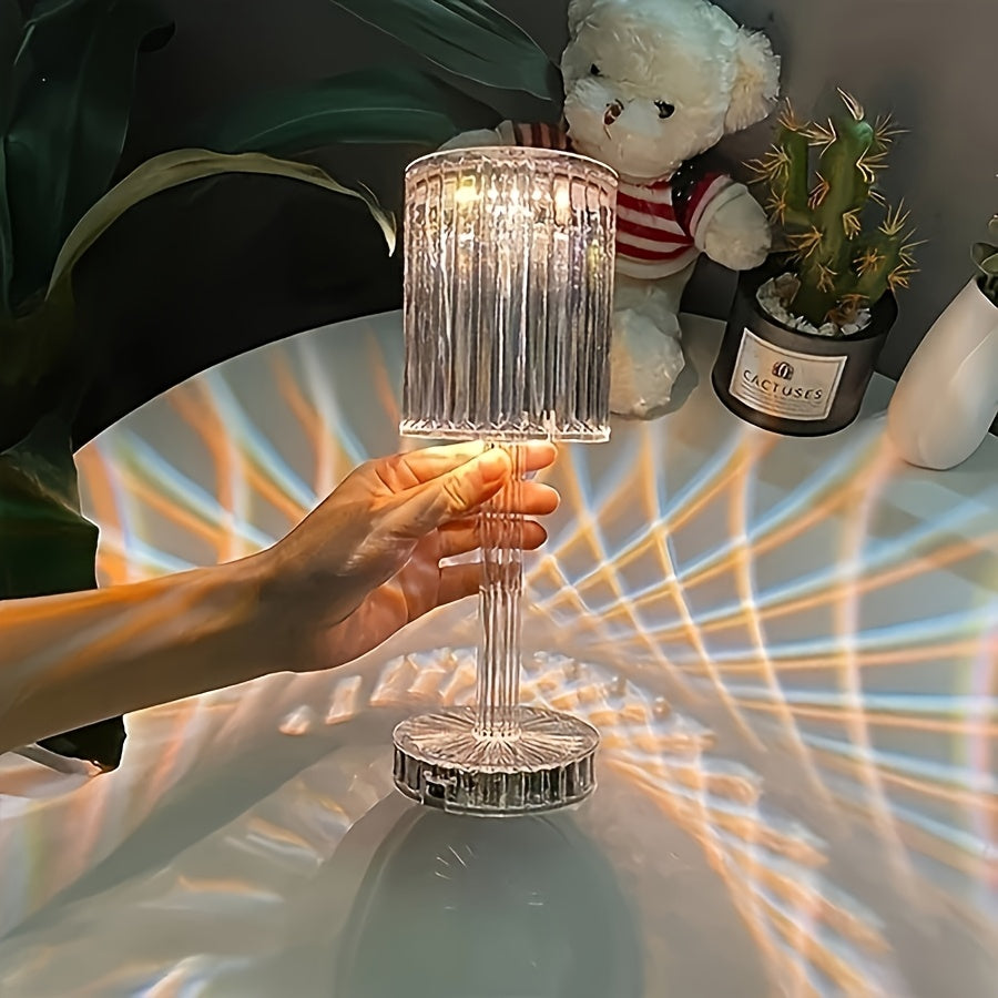 [Touch Control] Elegant Crystal Touch Control Bedside Lamp | Adjustable LED Light | Crystal | Dimmable, USB Charging, Rechargeable | Indoor Decor | Modern | Touch Control
