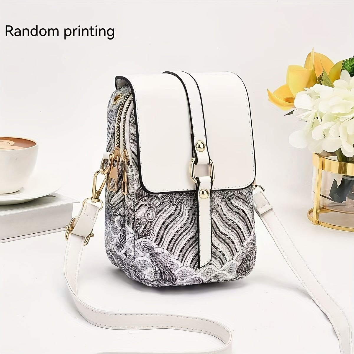 2024 New High-end Light Luxury Print Mini Single Shoulder Crossbody Bag - Small Multi-layer Mobile Phone Bag for Women - Versatile Practical Color
