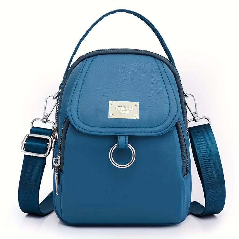 Lingzi Kangaroo Unisex Square Crossbody Bag - Adjustable Strap, Golden-Tone Hardware & Kangaroo Logo, Navy/Red/Black Casual Handbag for Men & Women, Compact Shoulder Purse for Phone, Wallet, Keys (Zipper Direction Varies)