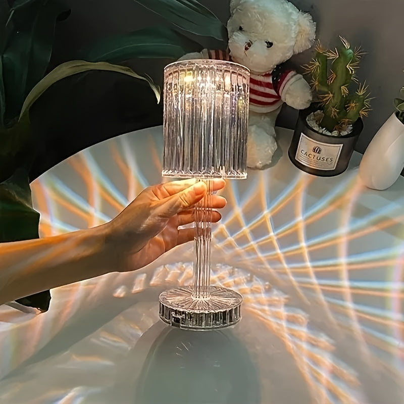 [Touch Control] Elegant Crystal Touch Control Bedside Lamp | Adjustable LED Light | Crystal | Dimmable, USB Charging, Rechargeable | Indoor Decor | Modern | Touch Control