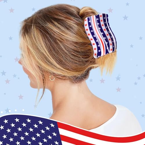 3Pcs American Flag Shaped Claw Clips USA Patriotic 4th Of July Design Hair Accessories Red White And Blue Hair Clips For Independence Day Veterans' Day -Give A Family Hair Clip As A Gift