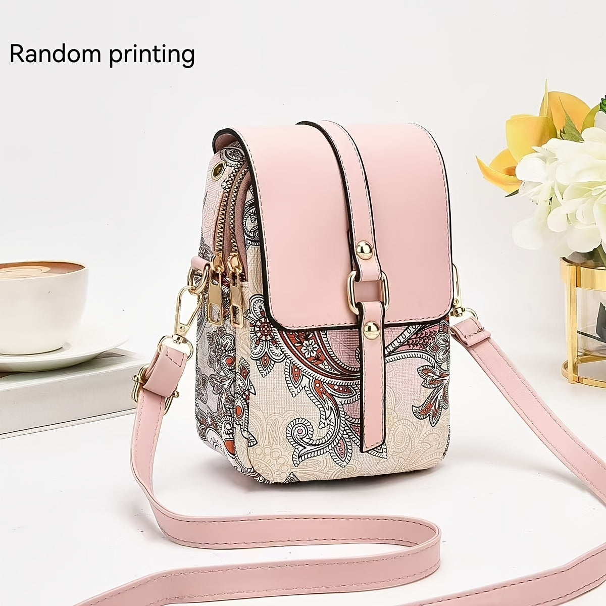 2024 New High-end Light Luxury Print Mini Single Shoulder Crossbody Bag - Small Multi-layer Mobile Phone Bag for Women - Versatile Practical Color