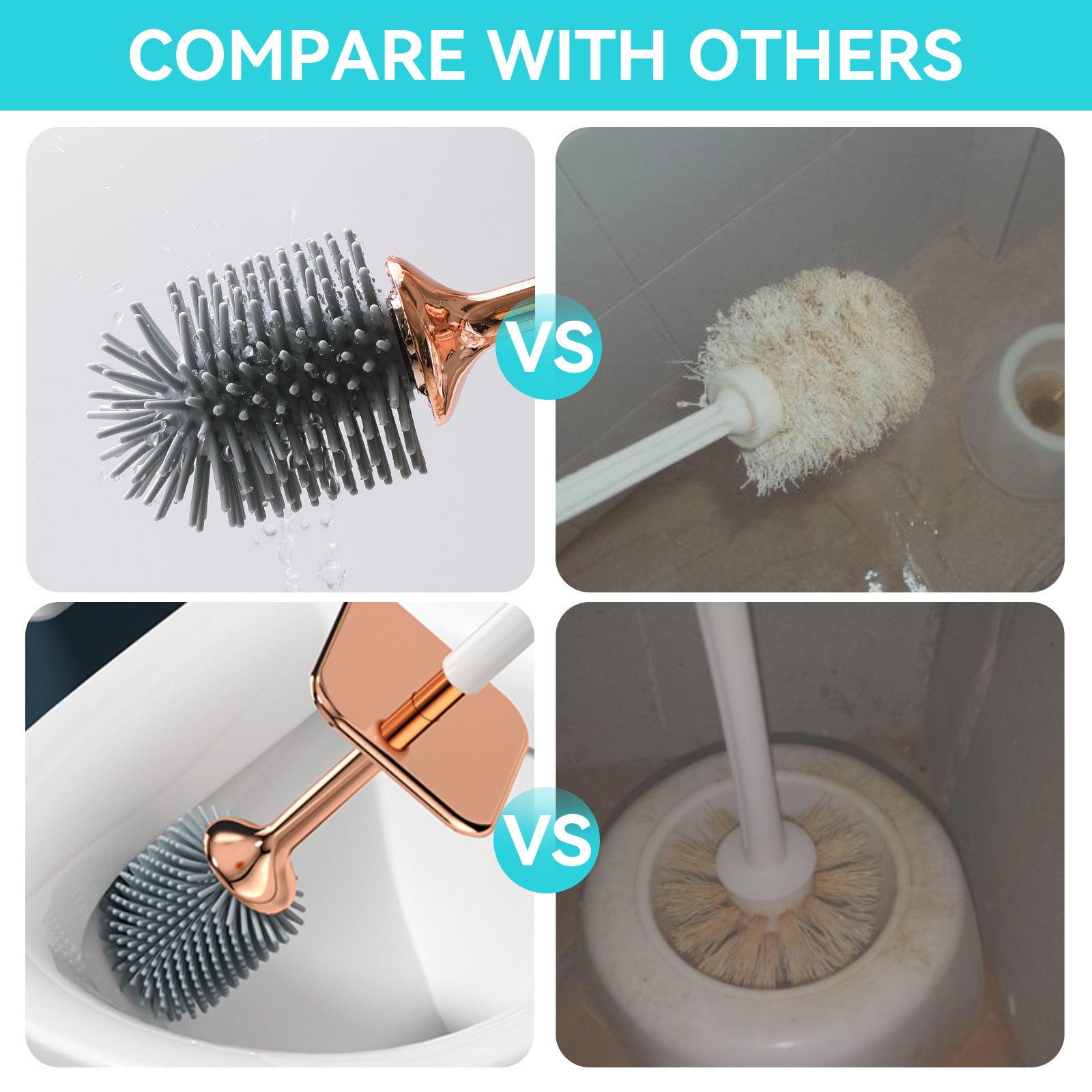 Aokala Toilet Brush And Holder, Elegant Toilet Bowl Brush Set with Ergonomic Long Handle, Modern Bathroom Decor Cleaning Accessories, Durable, Deep Cleaning Christmas Gifts/Halloween Gifts! - Black & White