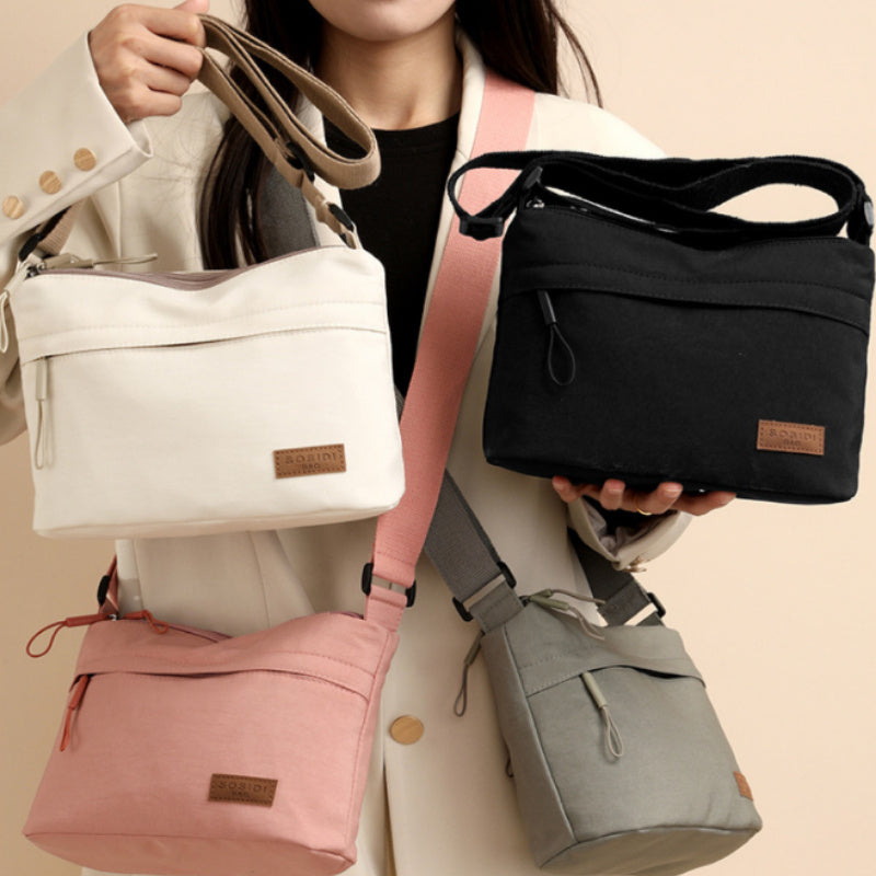 Women's Minimalist Nylon Crossbody Bag - Multi-Functional Adjustable Strap, Zipper Closure & Spacious Interior for Casual & Professional Use - Durable Polyester Lining - Grey/Beige/Pink/Black, Stylish Accessory, Sturdy Constr