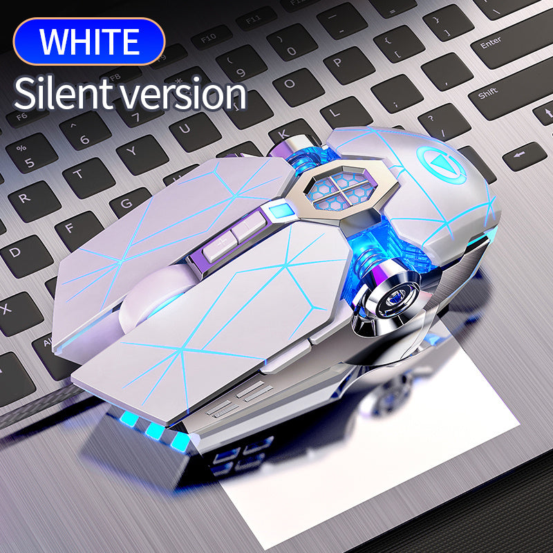 Silvery Carved Wired Mouse for E-Sports Gaming, Silent and Sound Chicken-Eating Mouse Macro for Desktops and Laptops