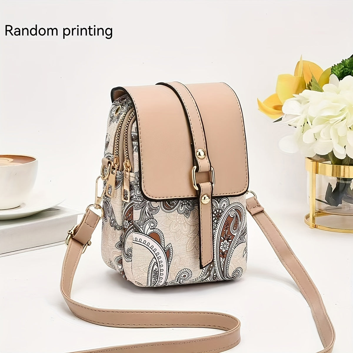 2024 New High-end Light Luxury Print Mini Single Shoulder Crossbody Bag - Small Multi-layer Mobile Phone Bag for Women - Versatile Practical Color