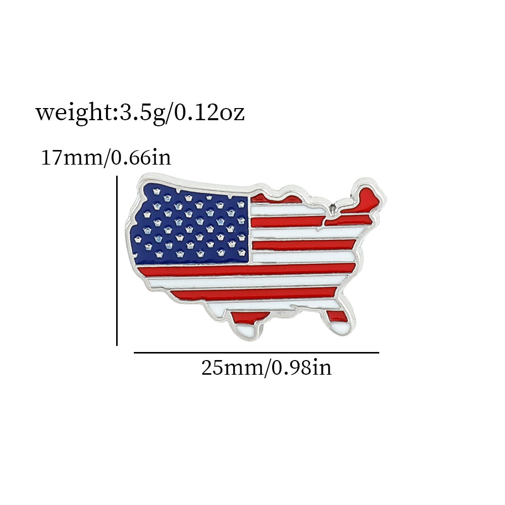 American Flag Series Gold M Badge Independence Day Alloy Brooch