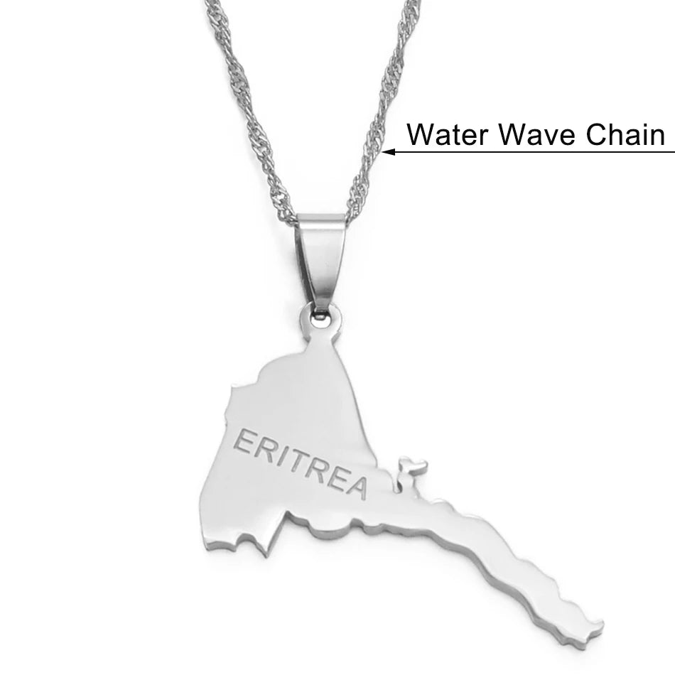 Anniyo Eritrea Map Pendant Necklaces Chain Women Men/Map of Eritrea Gold Color Jewelry African Necklace Ethiopia #050321