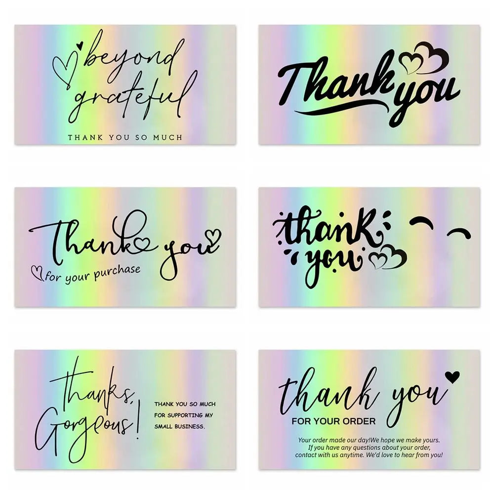 50PCS 5*9cm Greeting Postcard Online Retail Thanks Gorgeous Beyond Grateful Labels Thank You For Your Order Appreciate Cards
