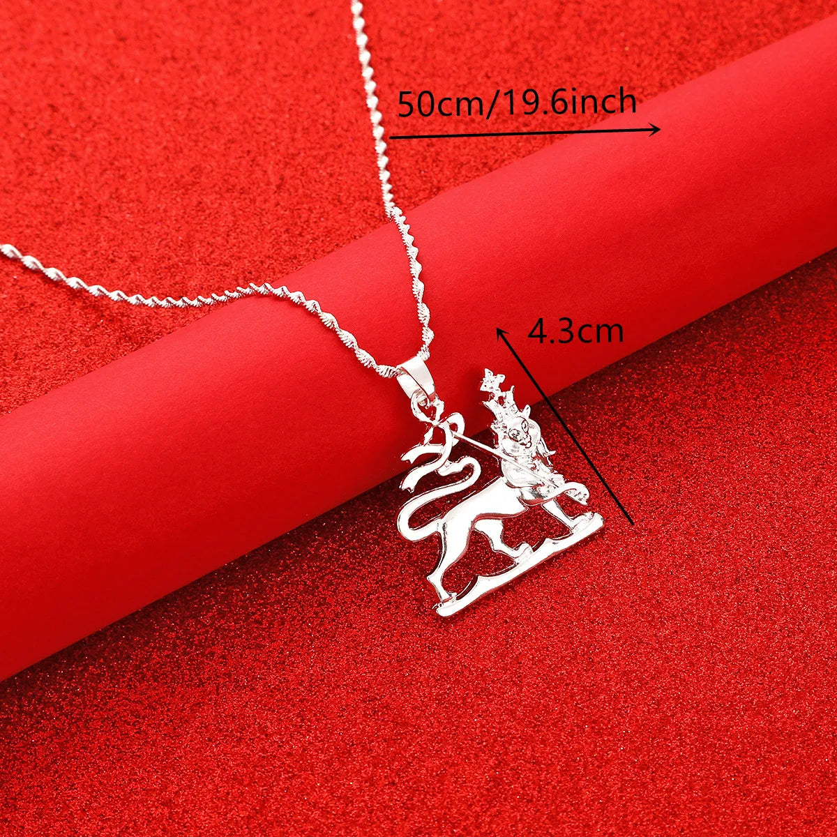 Ethiopia Lion Pendant Necklace Women Africa Ethiopia Silver Color Lion Chain Jewelry