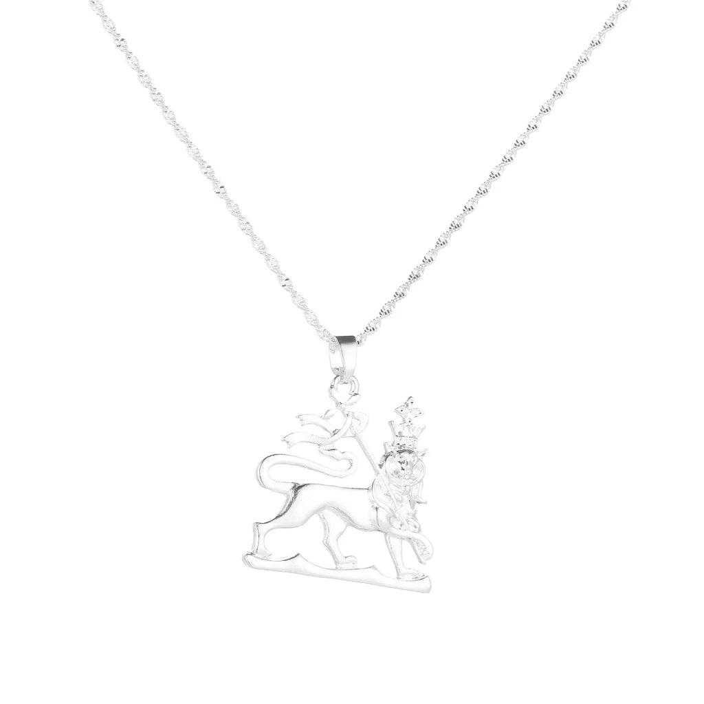 Ethiopia Lion Pendant Necklace Women Africa Ethiopia Silver Color Lion Chain Jewelry