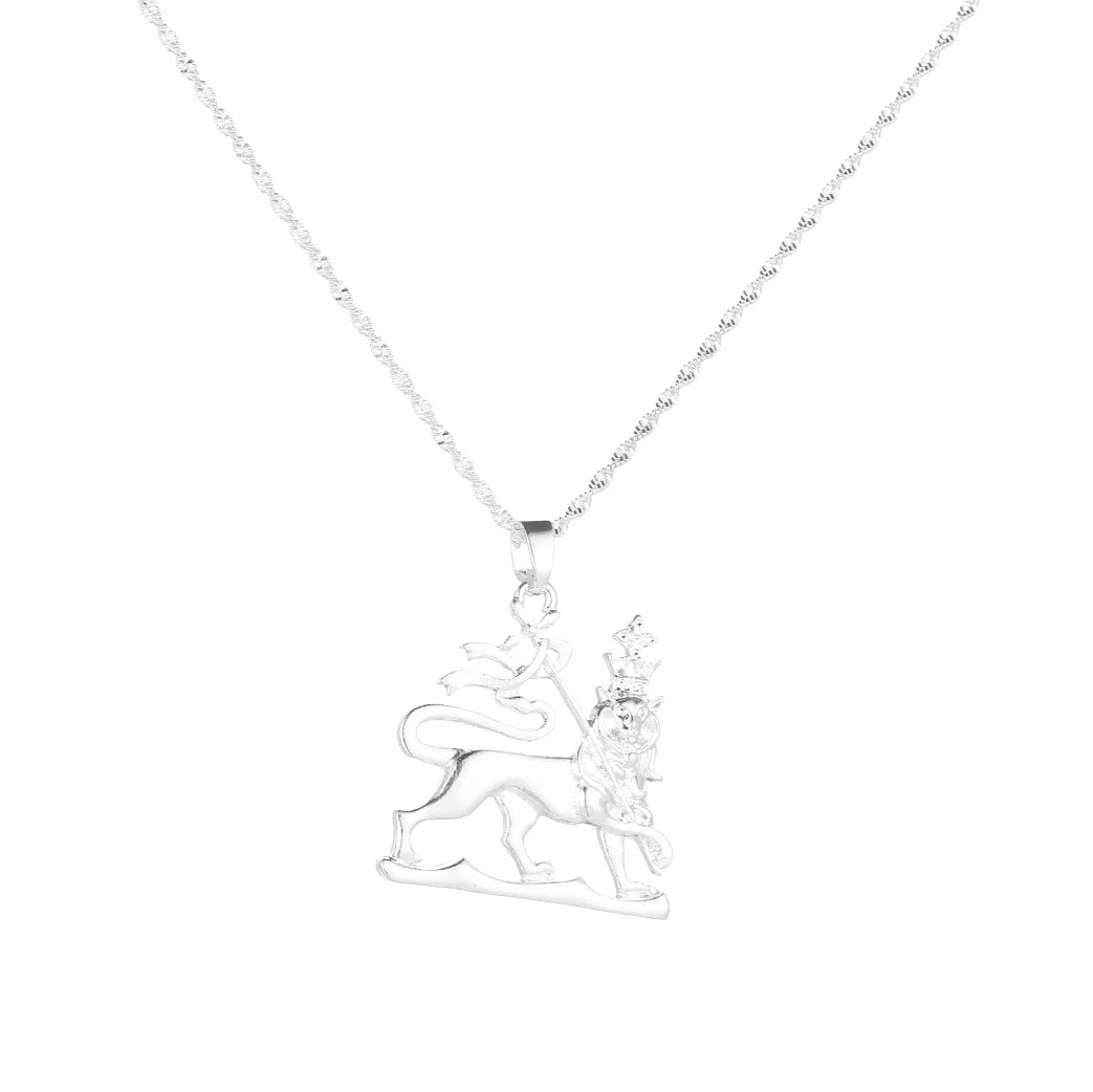 Ethiopia Lion Pendant Necklace Women Africa Ethiopia Silver Color Lion Chain Jewelry