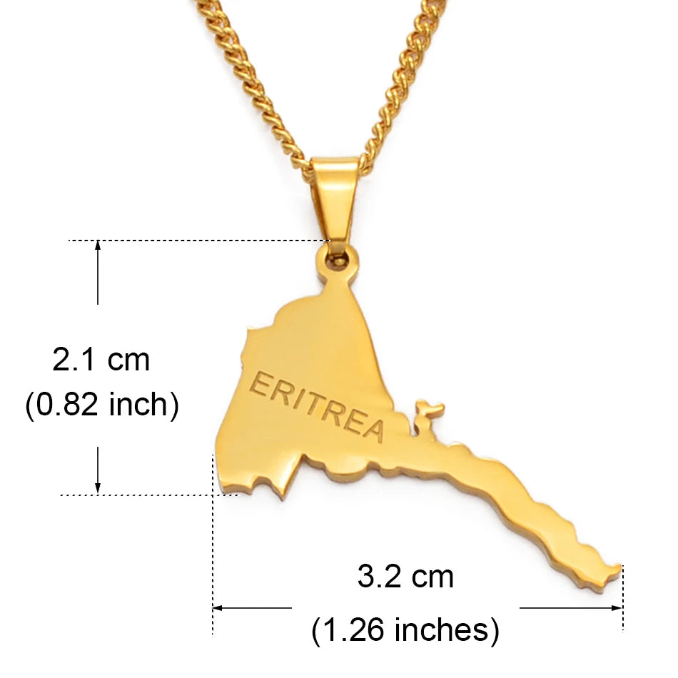 Anniyo Eritrea Map Pendant Necklaces Chain Women Men/Map of Eritrea Gold Color Jewelry African Necklace Ethiopia #050321
