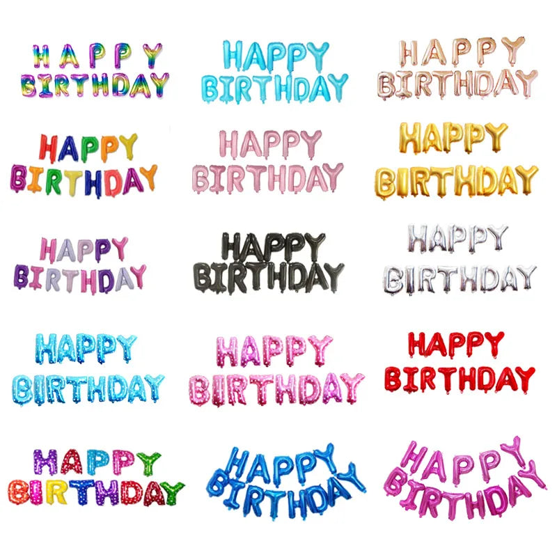 16 inch  Letters HAPPY BIRTHDAY Foil Balloons Happy Birthday Party Decoration Kids Alphabet Air Balloons Baby Shower Supplies