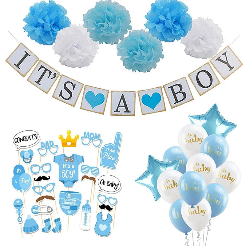 Baby Shower Boy Girl Decorations Set It's a Boy It's a Girl oh baby Balloons Gender Reveal Kids Birthday Party Baby Shower Gifts