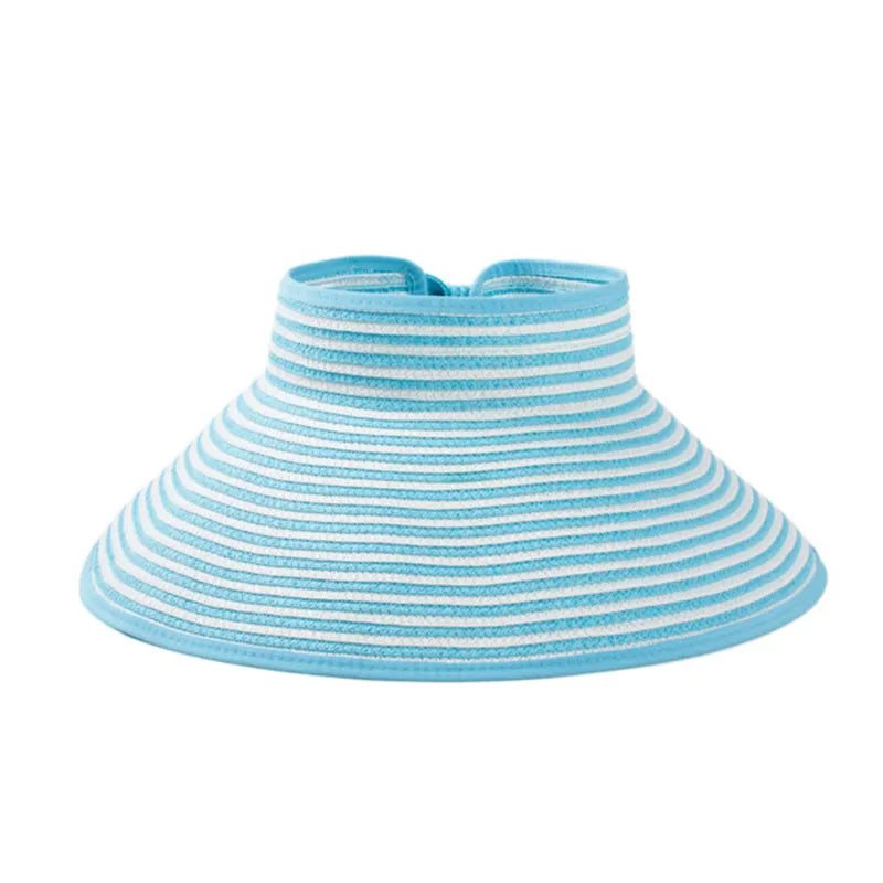 Summer Women's Holiday Beach Hat New Wholesale Ladies Girl Topless Empty Bow Sun Visor Hat Sunshade Protection Straw Hats