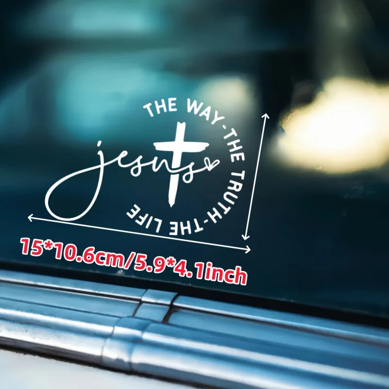 1Jesus Road Christian Car Sticker - Cross design strap