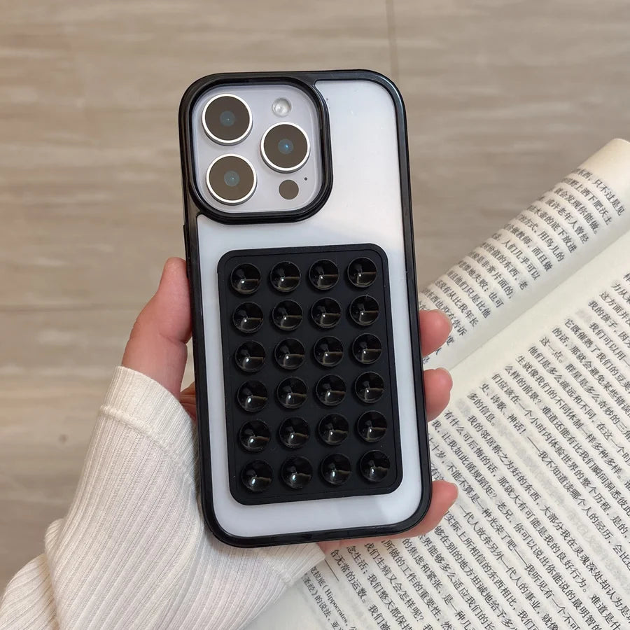 Candy Bumper Phone Case For iPhone 17 16 E 15 14 13 12 11 Pro Max XR X XS 7 8 Plus 3D Suction Cup Airbag Clear Shockproof Cover