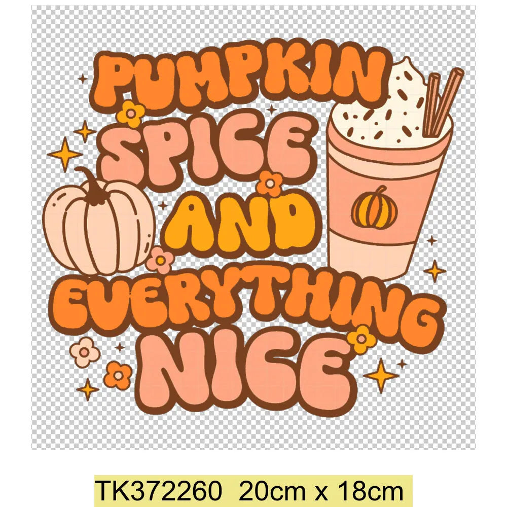 Retro Printing Thanksgiving Iron on Transfers Patches Pumpkin Autumn Heat Transfer Stickers for Clothes Heat Transfers Patches