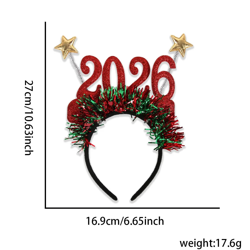 2026 Christmas Star Color Strip Headband New Year's Eve Digital Creative Party Decoration Head Buckle