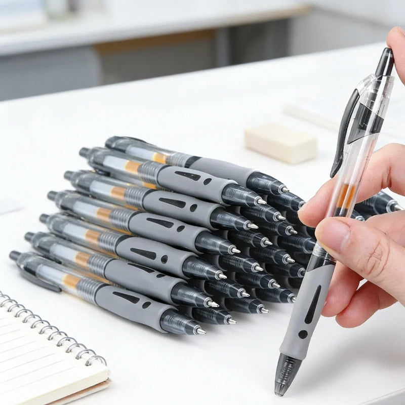 13-30Pcs 0.5mm Fine Point Retractable Gel Pens, Black Ink, Soft Anti-Slip Grip, Smooth Writing, Office & School Stationery Set