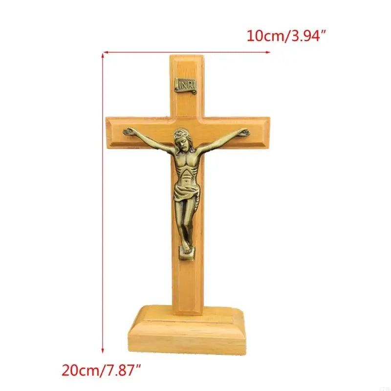 Table Cross Wooden Catholic Jesus Cross with Stand Religious Christian Crucifix Church Decoration Home Shelf Ornaments