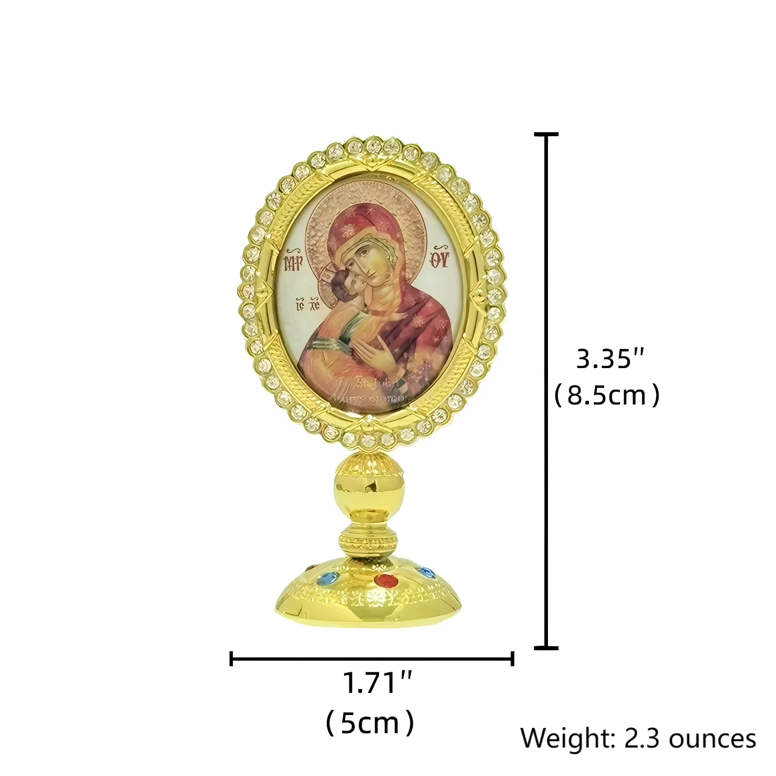 Orthodox Icon Ornament, Orthodox Car Dashboard Decoration, Zinc Alloy Gold Plated, Church Altar, Religious Ceremony