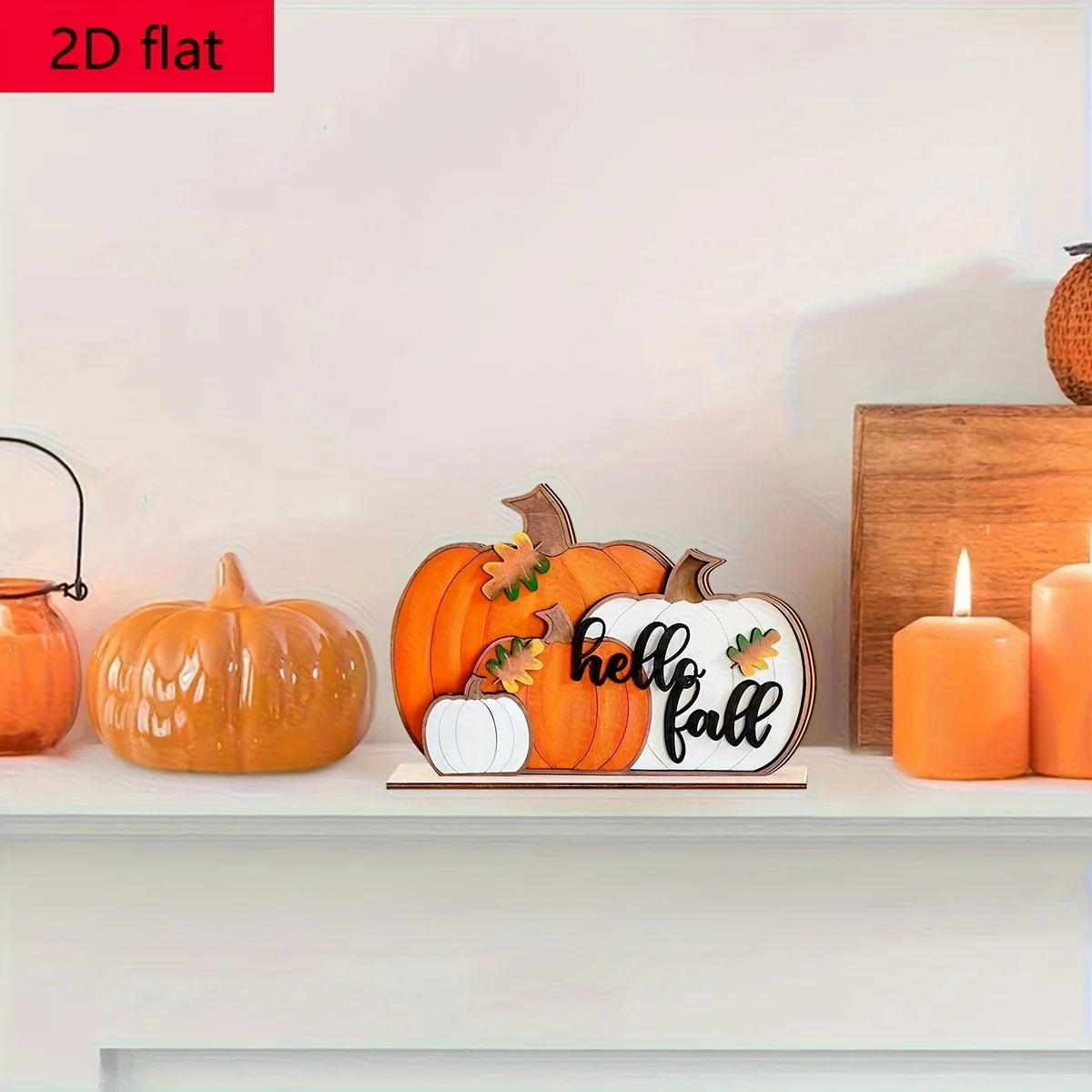 Fall Decorations for Home Hello Pumpkin Wooden Sign Hello Fall Wooden Block Signs for Autumn Farmhouse Decor for Home Kitchen