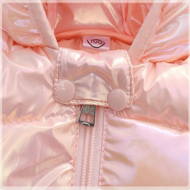 Colorful Fabric Hooded Lightweight Down Jackets  Kids Boys Girls Baby Autumn Winter Warm Outerwear Fashion Coat Casual Clothing