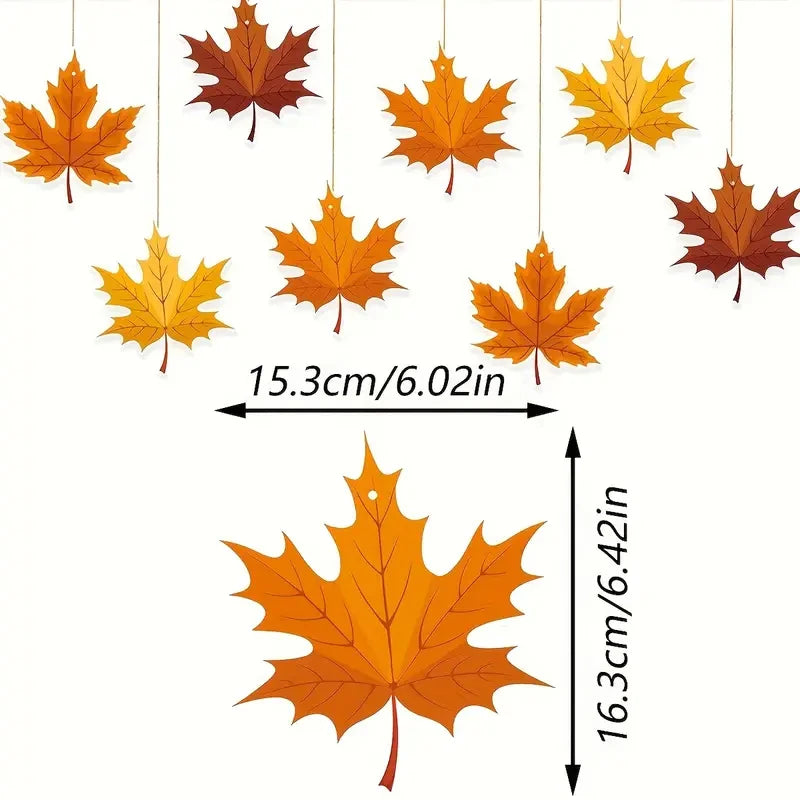 8pcs Autumn Thanksgiving Maple Leaf Hanging Decoration, Autumn Thanksgiving Pendant, Hanging Decoration