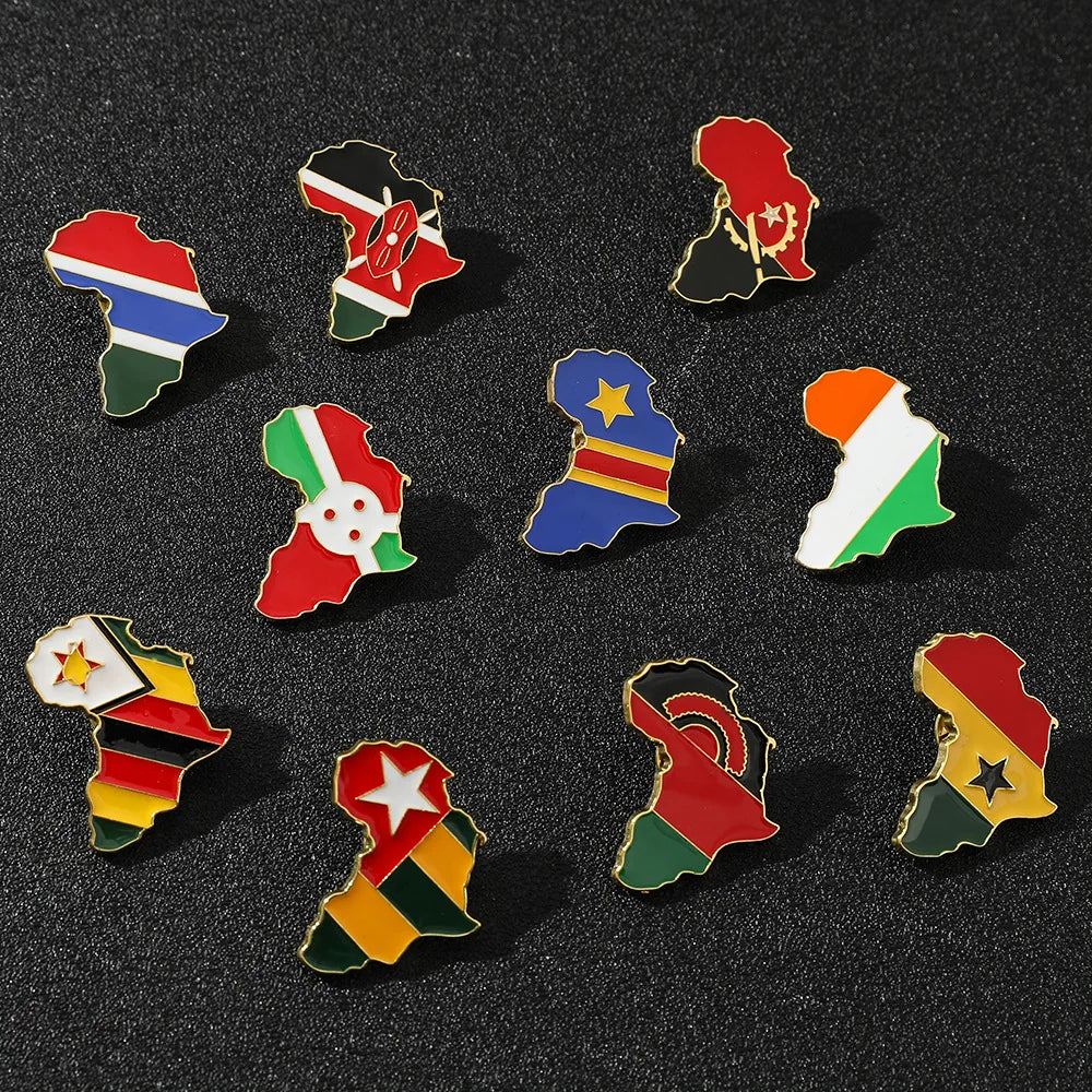 Hip Hop Africa Map Enamel Pins Brooches Ethnic Jewelry Ghana Congo Sudan Somalia Uganda Zimbabwe Zambia Liberia Map Brooch