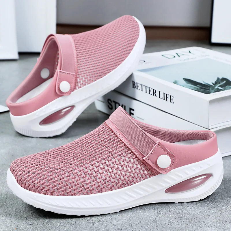 2025 New Breathable Women's Slippers Soft Sole Casual Beach Shoes Breathable Lazy Half Drag Women's Shoes