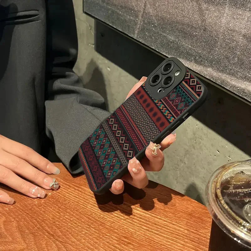 Bohemian Style Patterned TPU Phone Case For iPhone 16 15 14 12 11 13 Pro 15Pro 14Pro Max Mini X XS XR Max SE2 7 8 Plus Cover