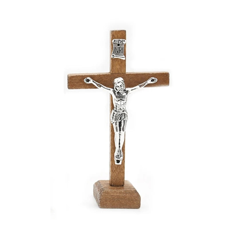 10pcs Wooden Cross Ornament Standing Crucifix Cross Decoration Tabletop Ornaments for Churches and Religious DropShipping