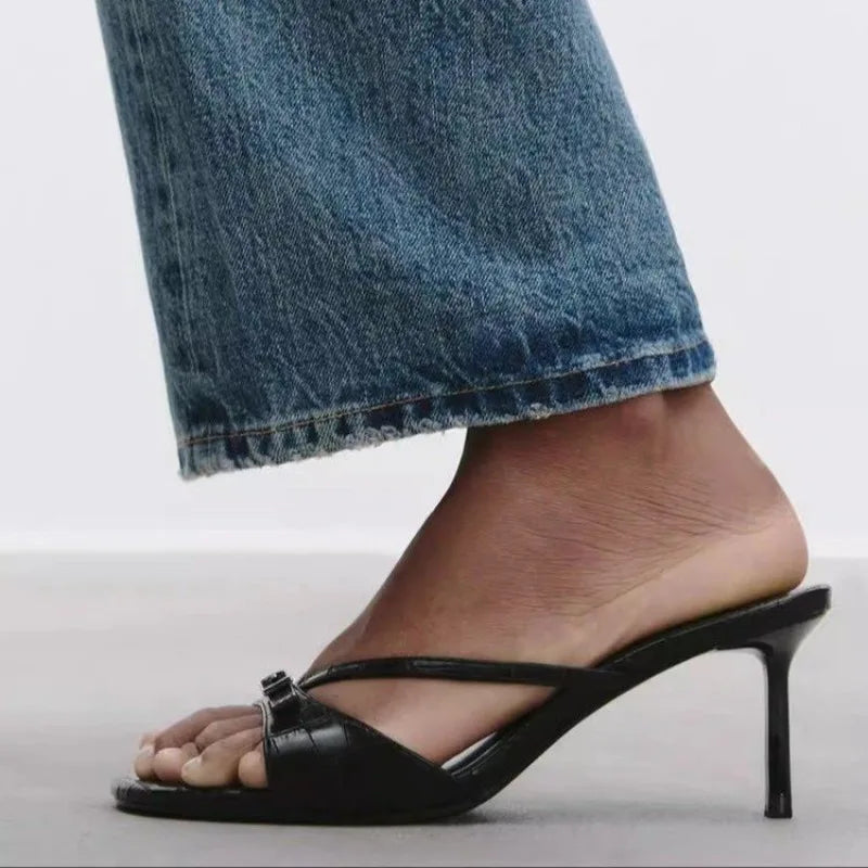 Women's High Heels Slippers Designer Heeled Shoes 2025 Summer Fashion Sandals Pumps Shallow Sexy Slides Stilettos Mujer Zapatos