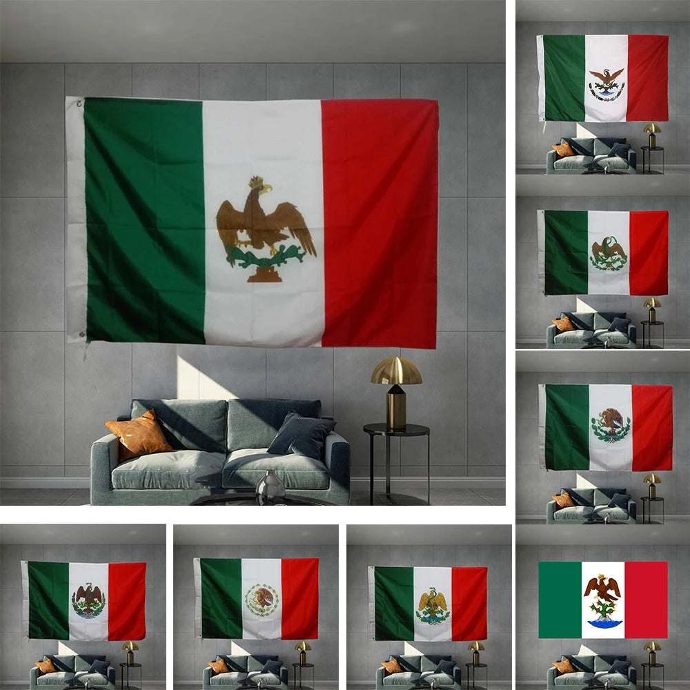 MEXICO National Flag  Country Banner  Periods Graphic Custom Printed Polyester Shaft Cover Brass Grommet