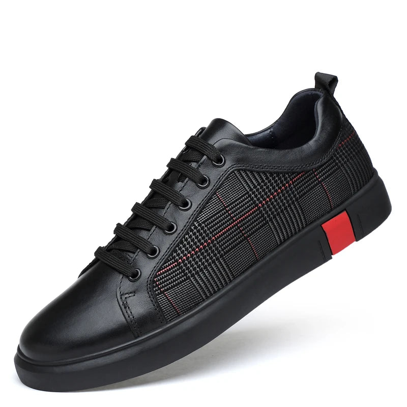 Luxury Brand High End Stripes Outdoor Walking Sneakers Italian Genuine Leather Men's Shoes New Lace Up Designer Casual Shoes