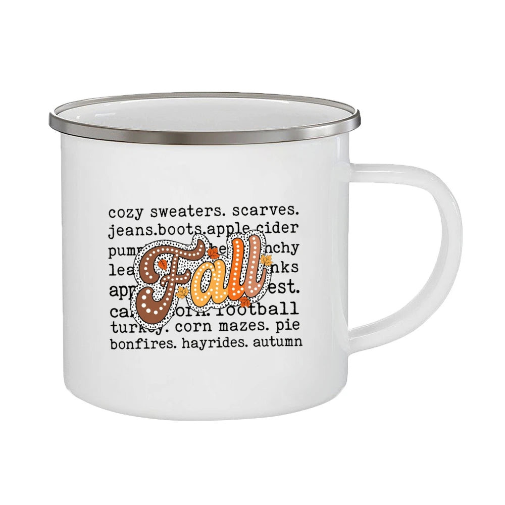 Just A Girl Who Loves Fall Mug Hello Autumn Mugs Pumpkin Spice Latte Enamel Coffee Cup Autumn Gifts Ideas