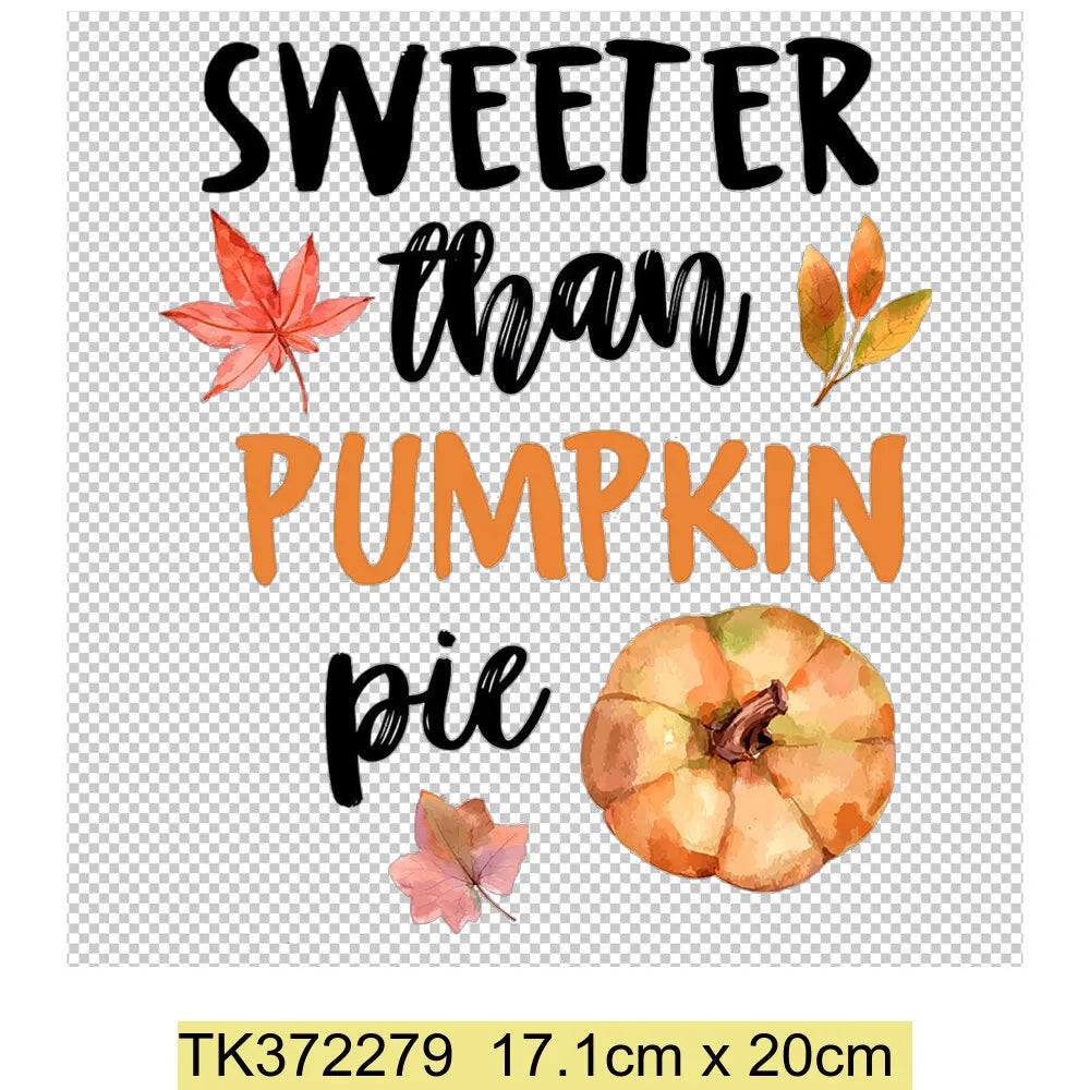 Retro Printing Thanksgiving Iron on Transfers Patches Pumpkin Autumn Heat Transfer Stickers for Clothes Heat Transfers Patches