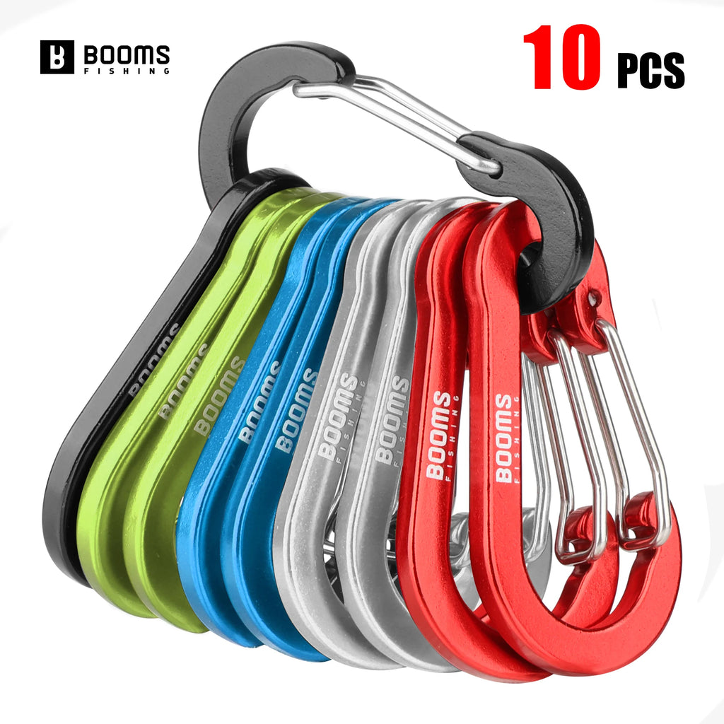 Booms Fishing CC1-10pcs Multi-Use Small Clips Keychain Caribeaner Clip 2 inch Aluminum D Ring Carabiners Fishing Accessories