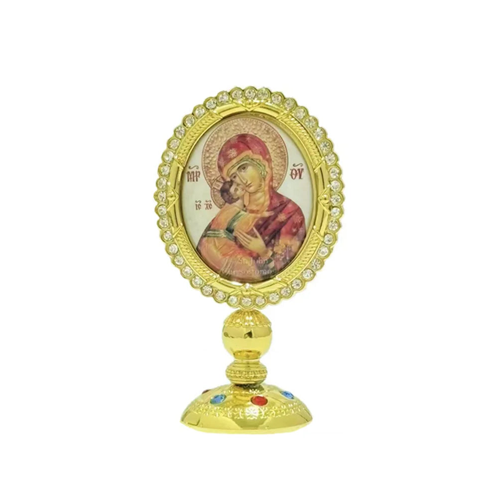 Orthodox Icon Ornament, Orthodox Car Dashboard Decoration, Zinc Alloy Gold Plated, Church Altar, Religious Ceremony